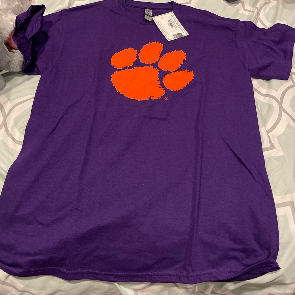 Purple Clemson T-Shirt with Orange Paw